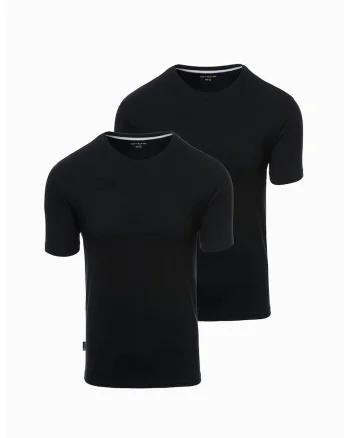 Set de tricouri cu decolteu la baza gatului - 2 piese, Negru