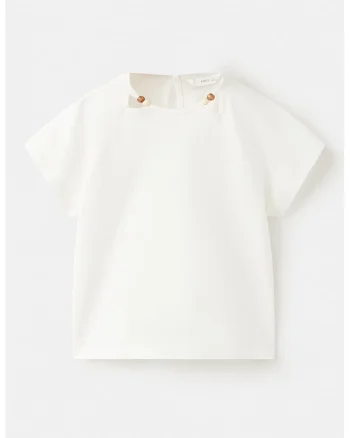 Tricou cu decolteu rotund, Alb