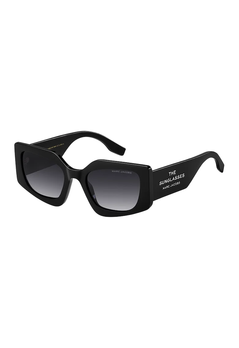 Ochelari de soare patrati cu rama supradimensionata, Negru/Negru stins