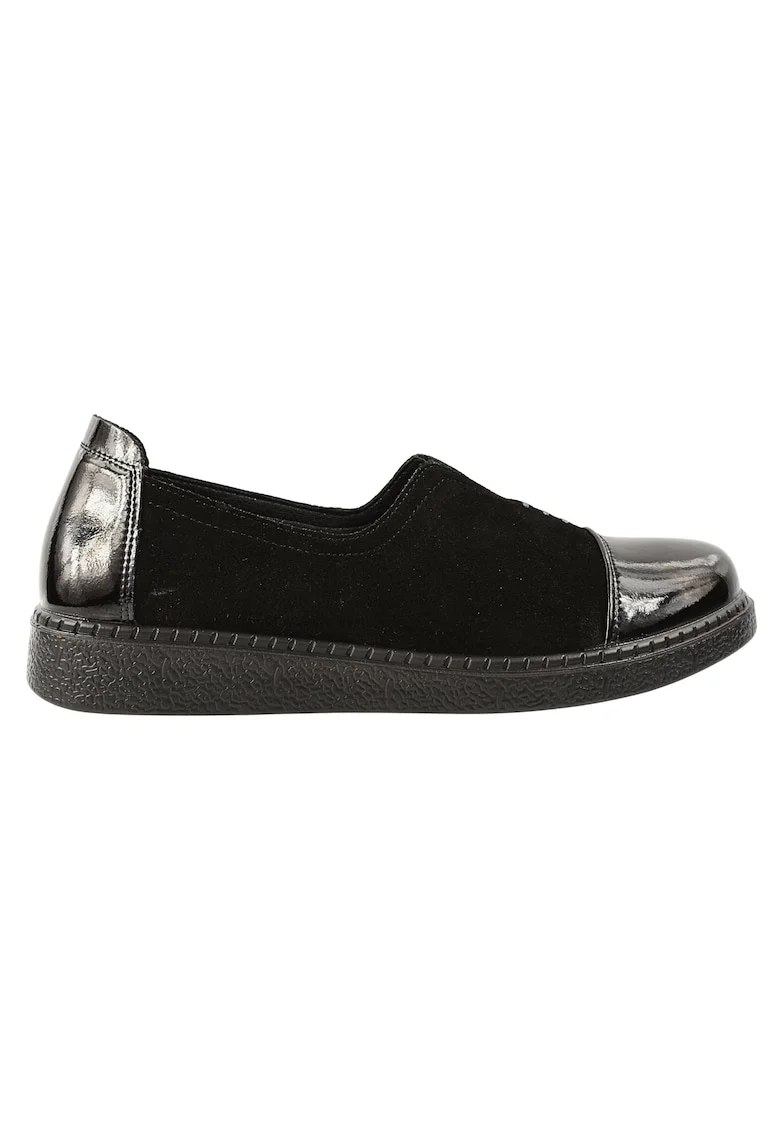 Tenisi  2255Q12 negru, piele naturala, Negru