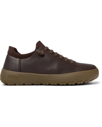 Pantofi sport uni de piele Peu Serra, Maro inchis