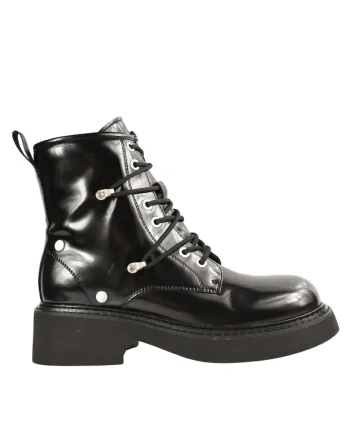 Bocanci casual, dama,  WB700d06A negruwqf piele lacuita, toc, Negru