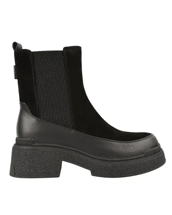 Ghete casual, dama,  piele intoarsa negru, Negru