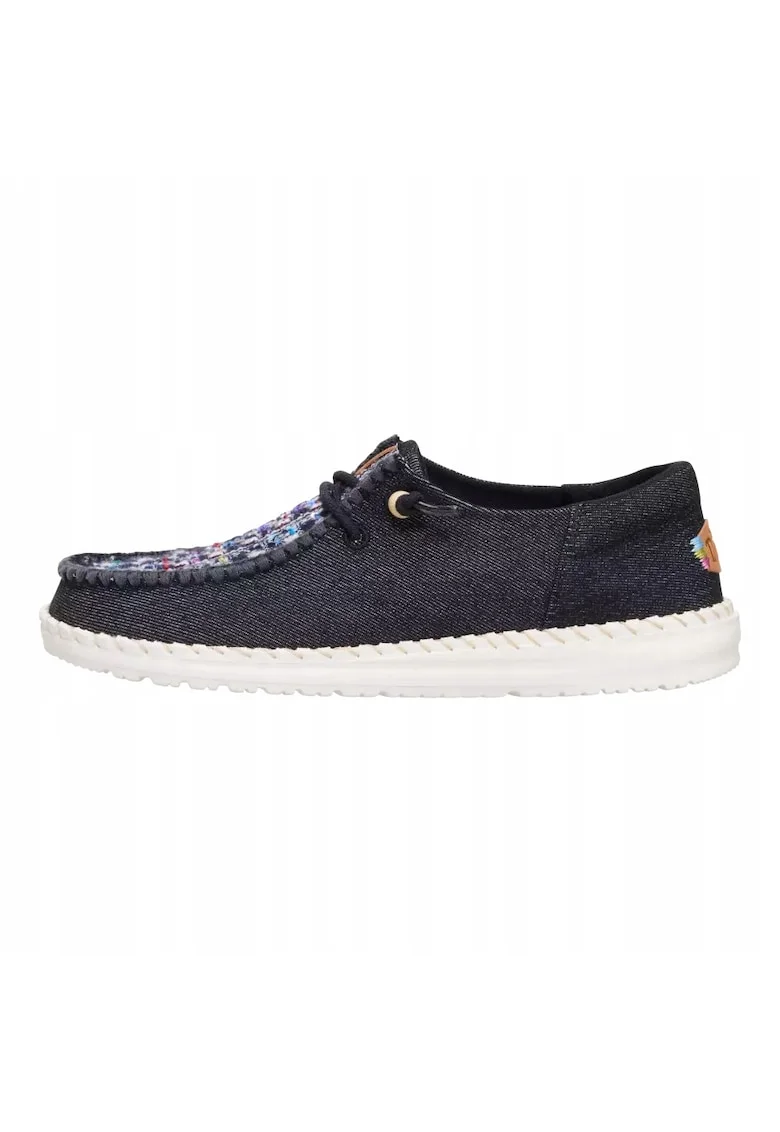 Mocasini Femei Spuma EVA, Wendy Funk Crafted Tweed, Negru, Negru