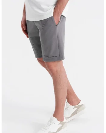 Pantaloni scurti slim fit din amestec de bumbac, Gri cenusiu