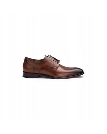 Pantofi derby bărbați Leno 110, piele naturală, maro cognac, Maro