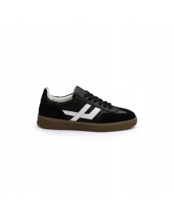 Sneakers femei  BRAVA, piele naturala, negru alb, Negru