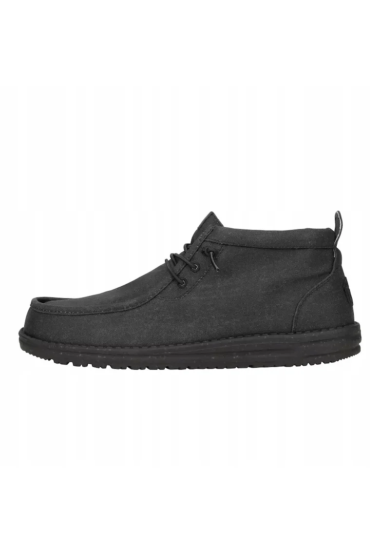 Mocasini Barbati Spuma EVA, Wally Mid Canvas, Negru, Negru