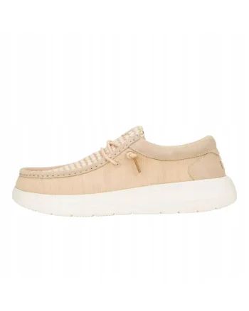 Mocasini Barbati Piele Intoarsa, Wally Comf Woven, Bej, Bej