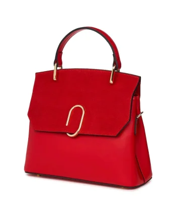 Poseta din piele naturala Ruby, Rosu