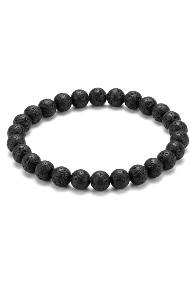 Bratara cu Pietre Semipretioase Naturale Lava de 6mm, elastica, unisex