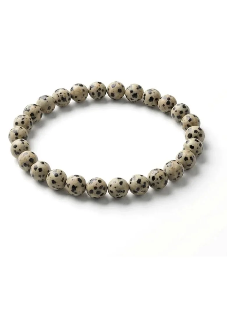 Bratara cu Pietre Semipretioase Naturale Jasp Dalmatian de 6mm, elastica, unisex