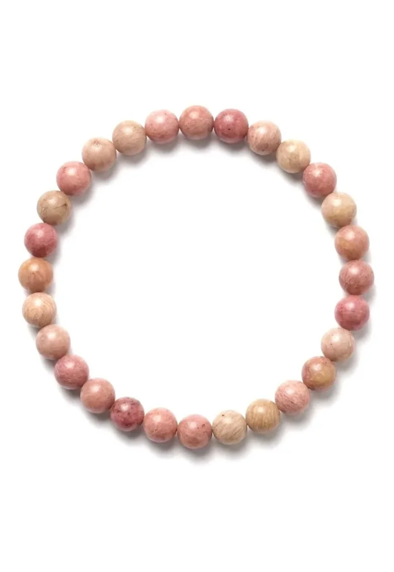 Bratara cu Pietre Semipretioase Naturale Rodonit de 6mm, elastica, unisex