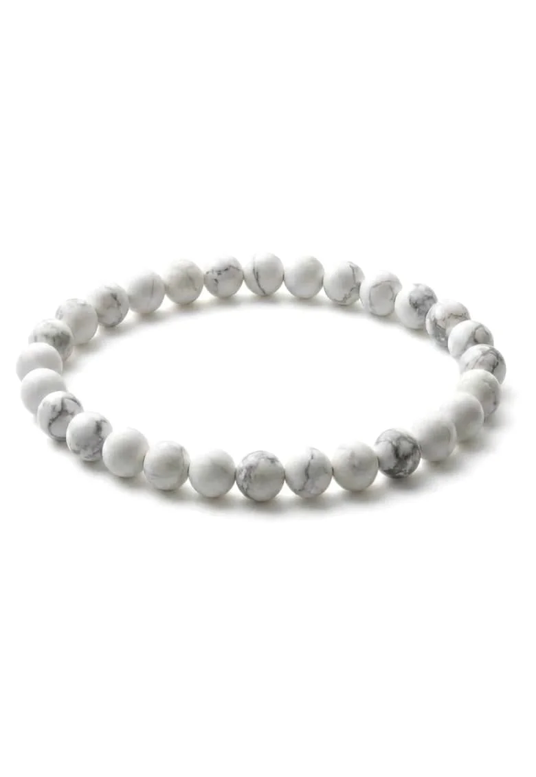 Bratara cu Pietre Semipretioase Naturale Howlit de 6mm, elastica, unisex