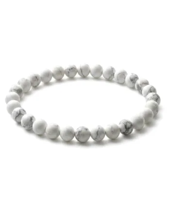 Bratara cu Pietre Semipretioase Naturale Howlit de 6mm, elastica, unisex