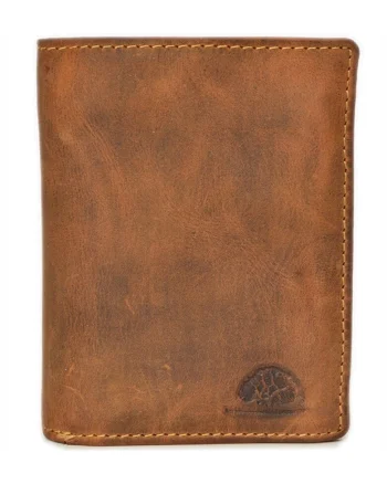 Portofel barbati piele naturala maro antichizat 9.5 x 12.5 x 2.5 cm, Vintage,  Maro antichizat