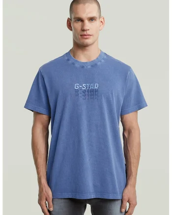 Tricou din bumbac organic cu decolteu la baza gatului, Albastru azur