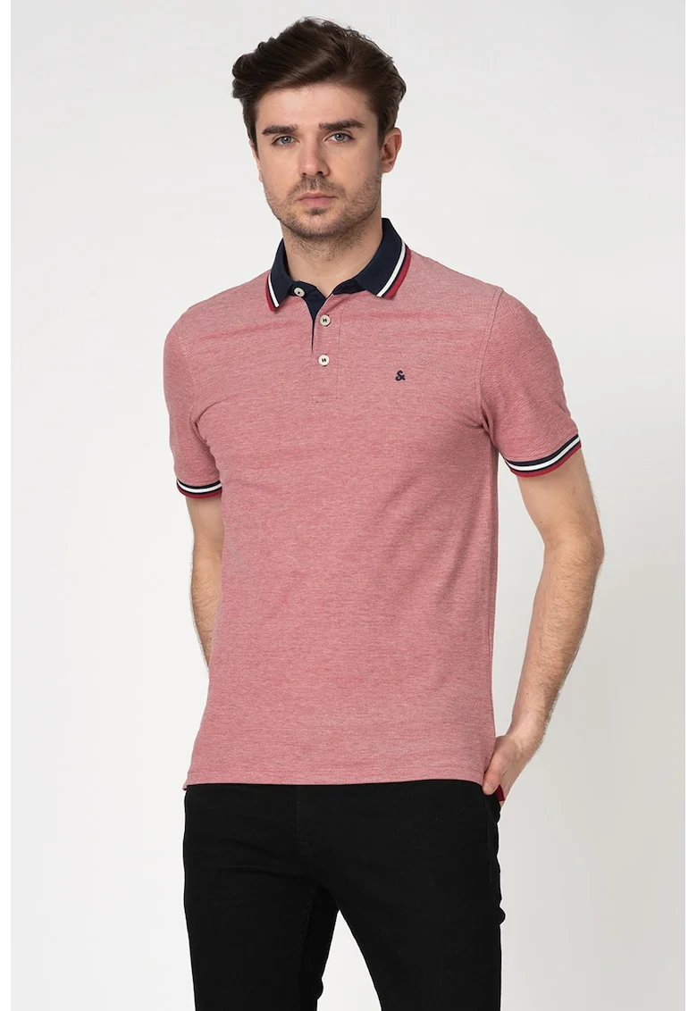 Tricou polo slim fit de bumbac organic Paulos, Rosu