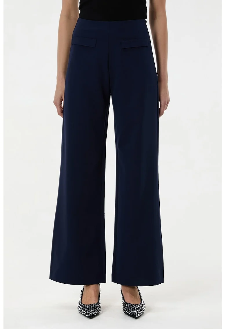 Pantaloni evazati cu fermoar lateral, Albastru ultramarin