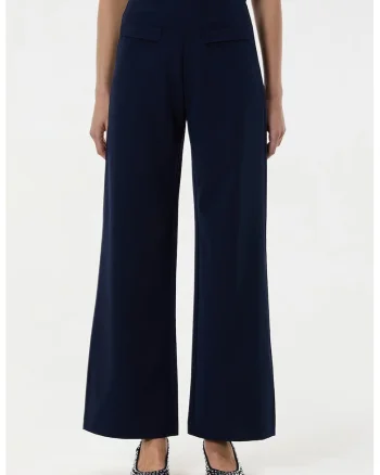 Pantaloni evazati cu fermoar lateral, Albastru ultramarin