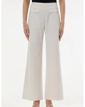 Pantaloni evazati cu fermoar lateral, Alb