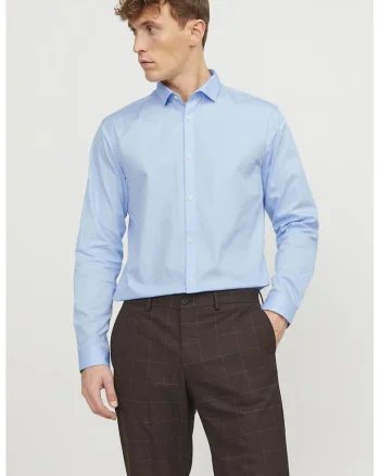 Camasa slim fit de bumbac Blacardiff, Albastru deschis