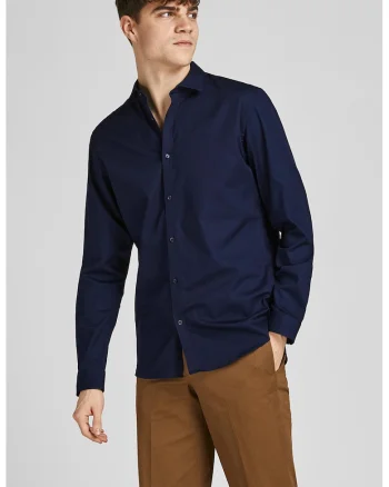 Camasa slim fit de bumbac Blacardiff, Bleumarin