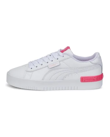 Pantofi sport de piele si piele ecologica Jada Youth, Alb/Roz aprins