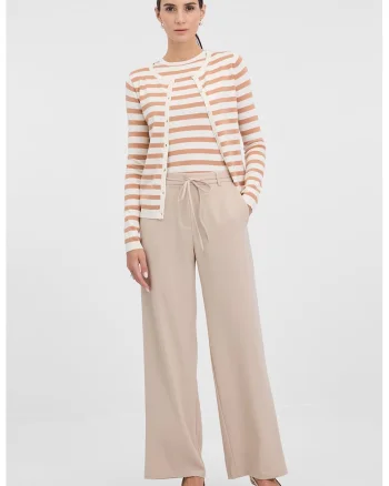 Pantaloni relaxed fit cu model uni, Bej