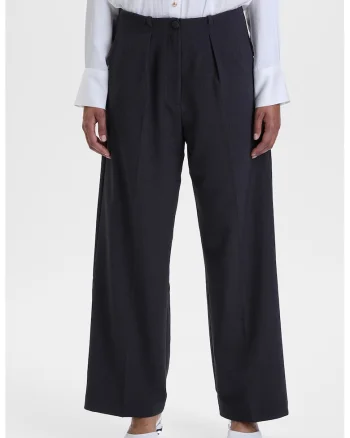 Pantaloni cu talie inalta si croiala ampla, Albastru ultramarin