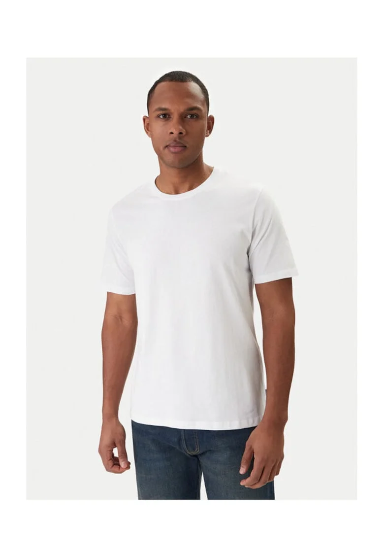 Tricou barbati Jack Jones, 12156101, Bumbac organic, 3XL INTL, Alb