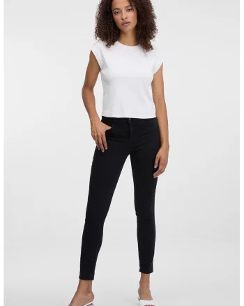 Blugi crop skinny, Negru