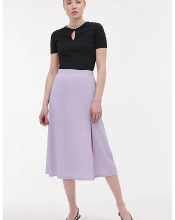 Fusta evazata cu slit lateral, Lila