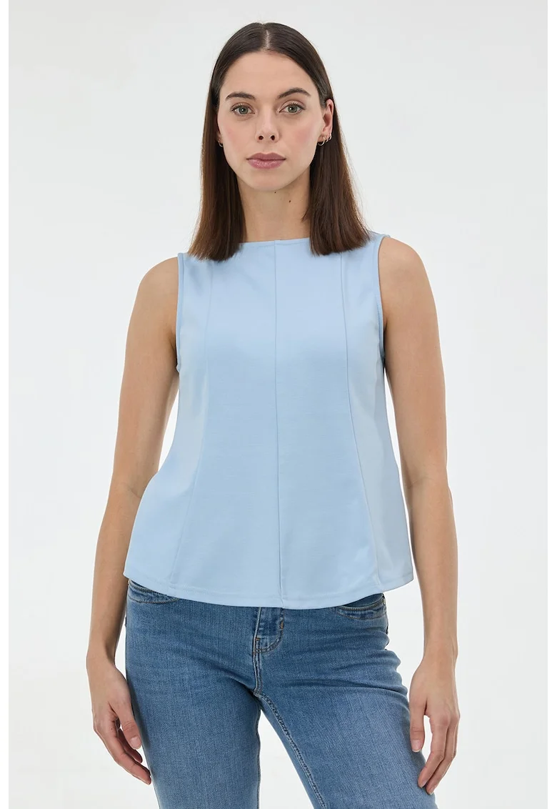 Bluza fara maneci cu terminatie evazata, Albastru pastel