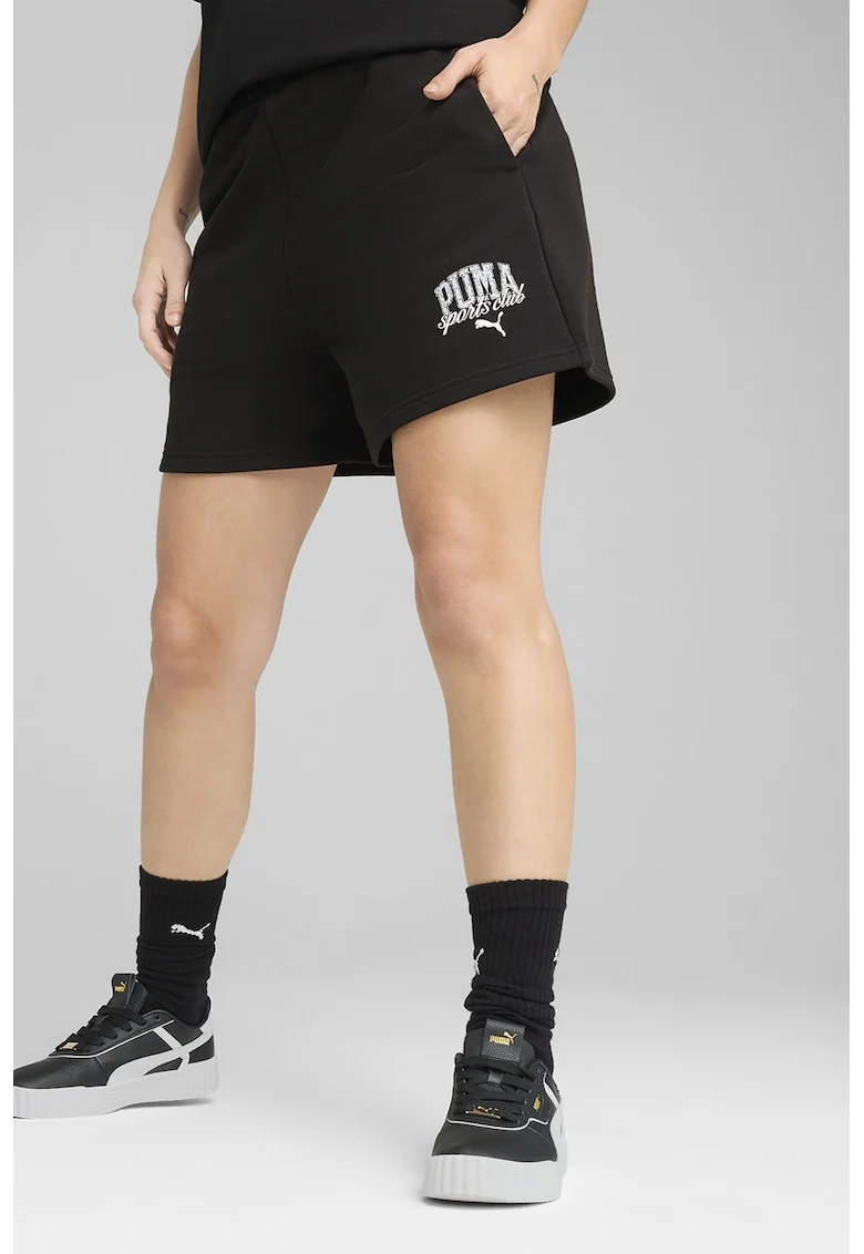 Pantaloni scurti cu snur de ajustare si buzunare laterale, Negru