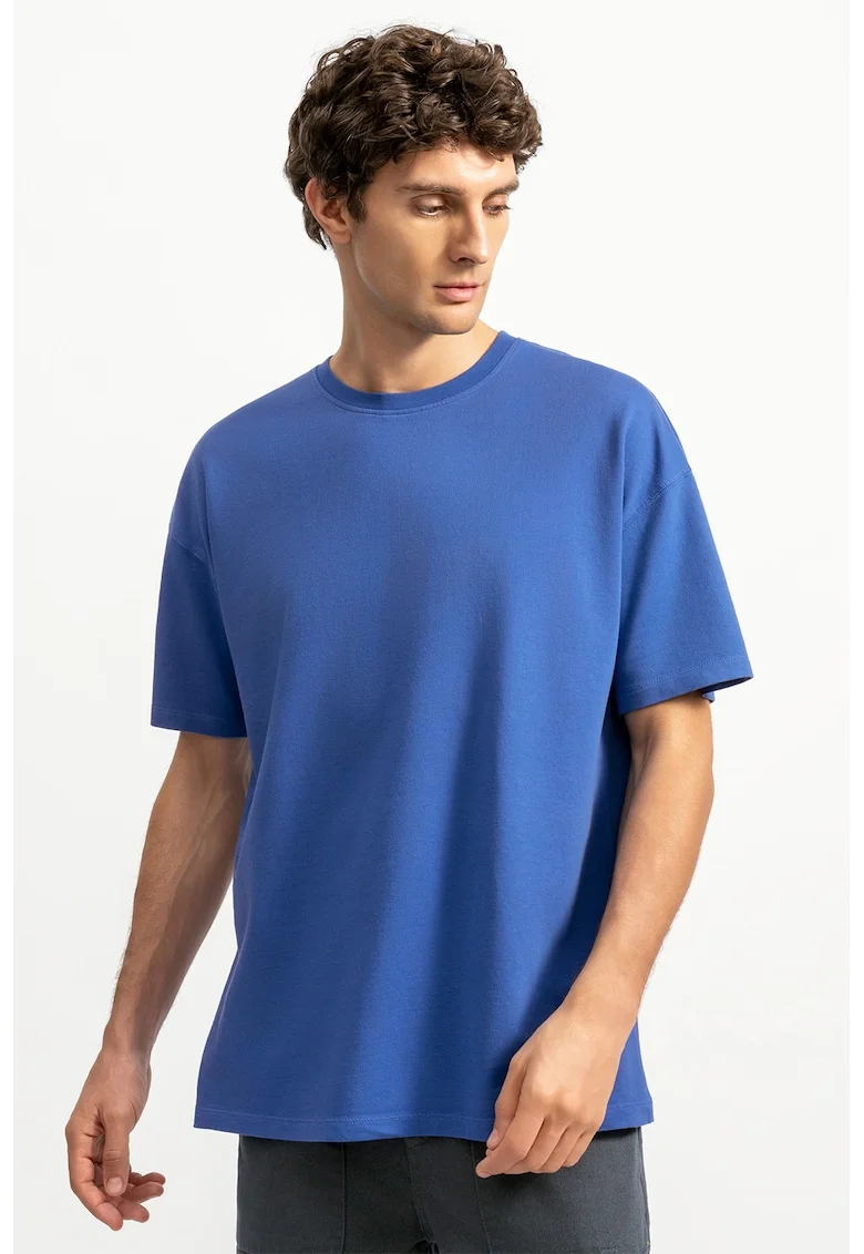 Tricou lejer unisex cu maneci cazute, Albastru inchis
