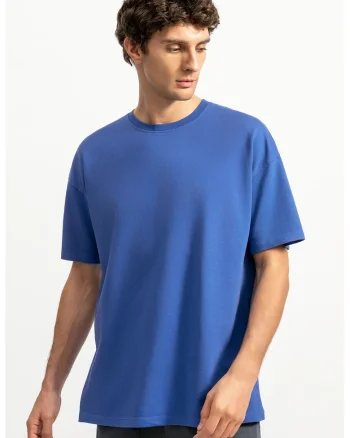 Tricou lejer unisex cu maneci cazute, Albastru inchis
