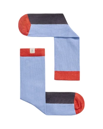 Sosete unisex colorblock, Portocaliu/Albastru lavanda