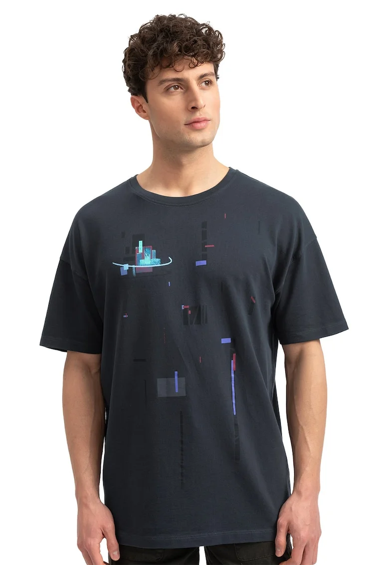 Tricou unisex de bumbac, Albastru pastel/Albastru ultramarin