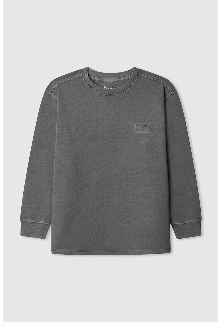 Bluza de bumbac cu decolteu la baza gatului, Gri antracit