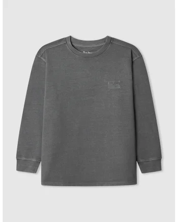 Bluza de bumbac cu decolteu la baza gatului, Gri antracit