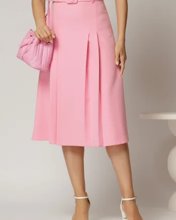 Fusta DY Fashion roz midi cu pliuri