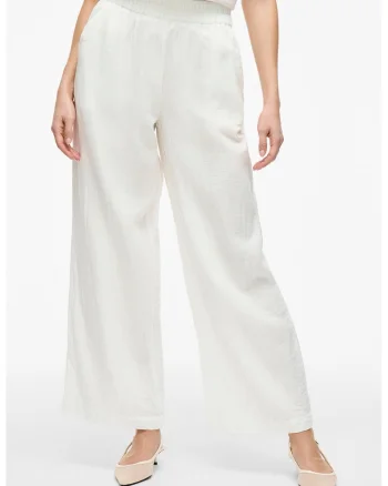 Pantaloni ampli cu talie inalta, Alb