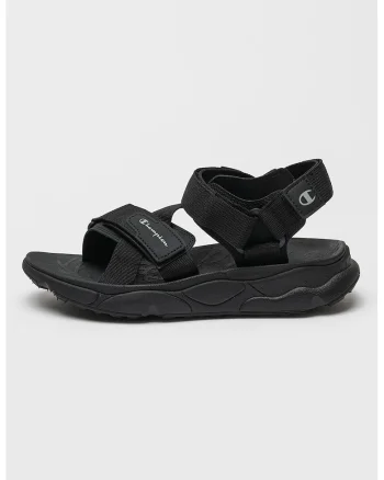 Sandale cu logo si velcro Calix, Negru/Gri deschis
