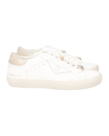 Pantofi sport din piele, Auriu/Alb murdar/Argintiu