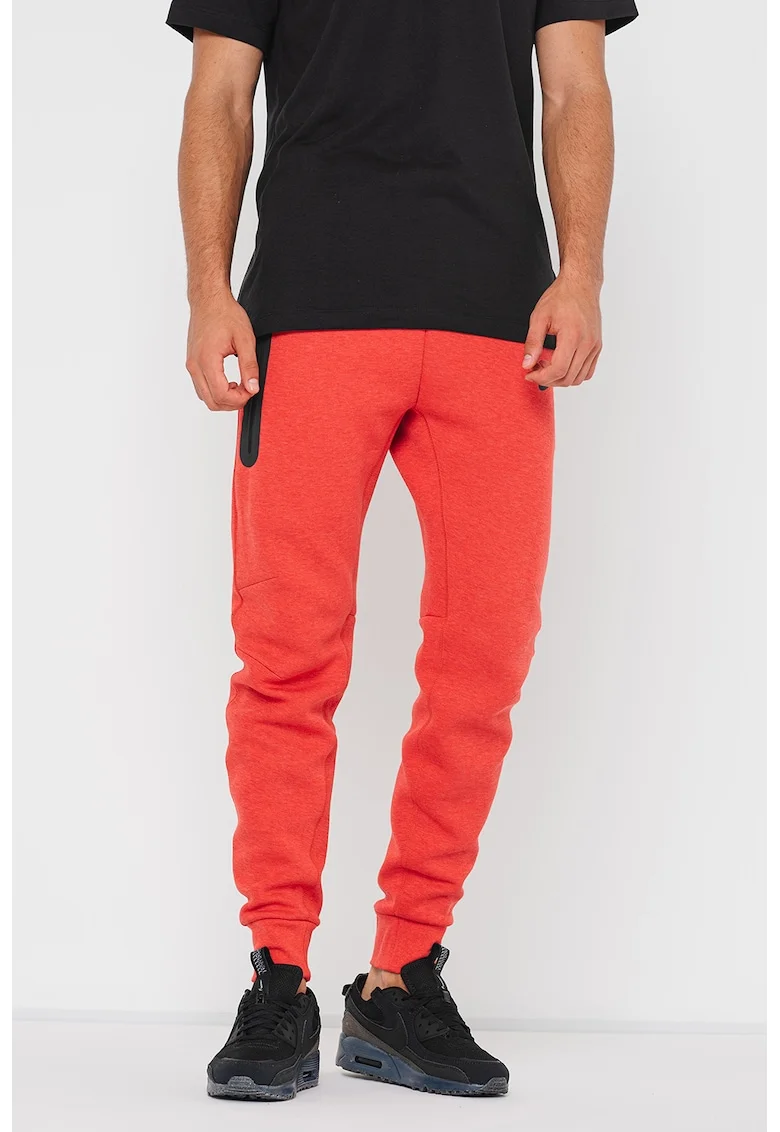 Pantaloni de trening cu buzunare cu fermoar, Rosu melage