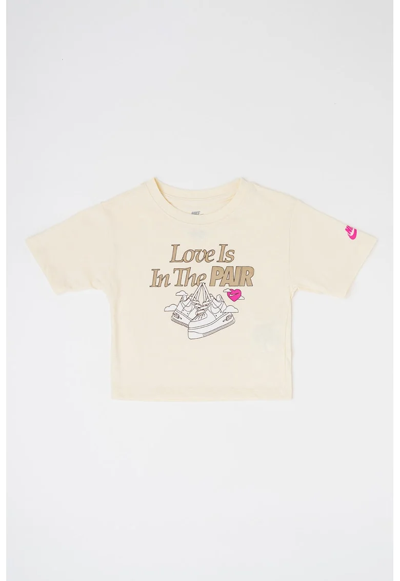 Tricou cu imprimeu grafic, Alb/Galben pai/Maro deschis