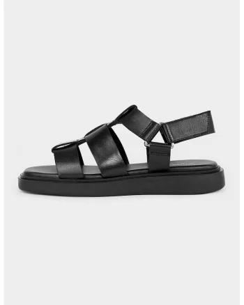 Sandale fisherman din piele, Negru