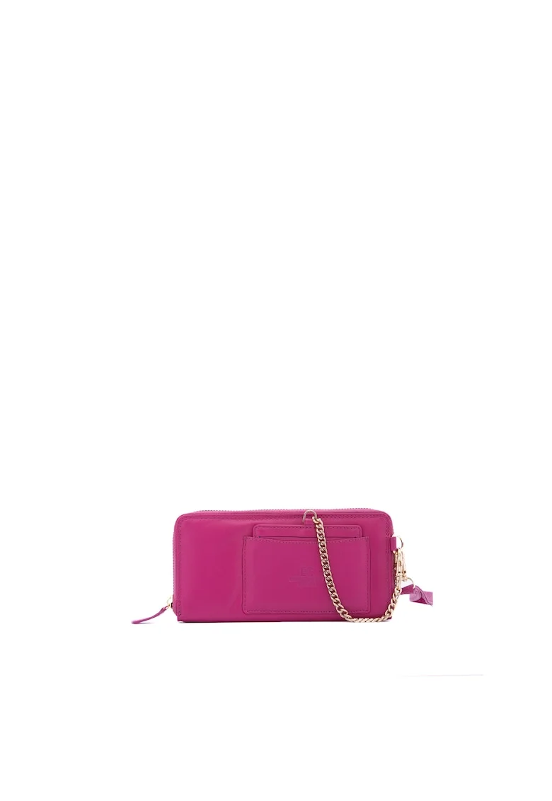 Portofel din piele ecologica cu portcart, Fucsia