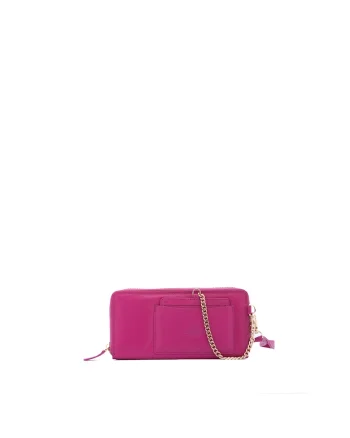 Portofel din piele ecologica cu portcart, Fucsia